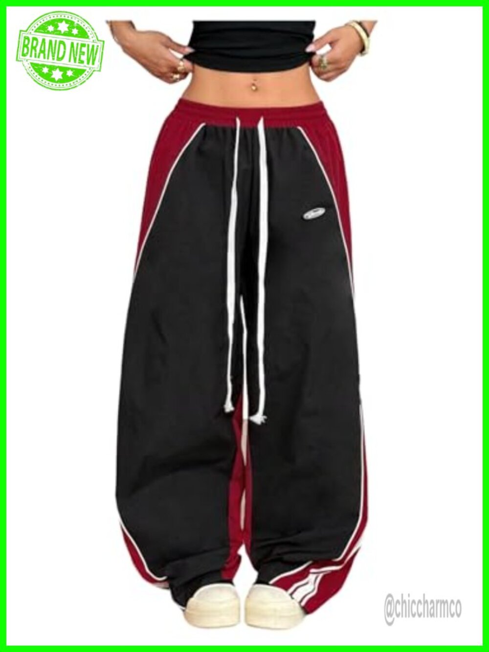 Women's Baggy Track Pants Y2K Wide Leg Barrel Parachute Pants